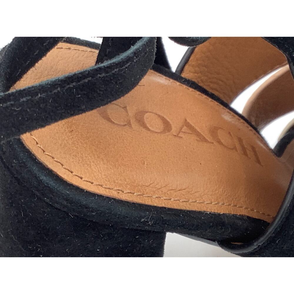 Coach Womens Chunky Heels‎ Black Beige Suede Super Chic Size 7 - Picture 5 of 8